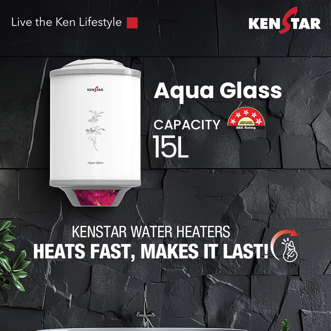 Aqua Glass 15L Water Heater, with Wirlflow Technology – Kenstar Store