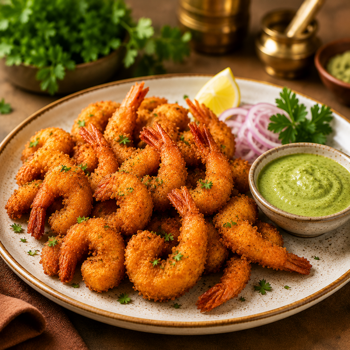 Golden Fried Prawns