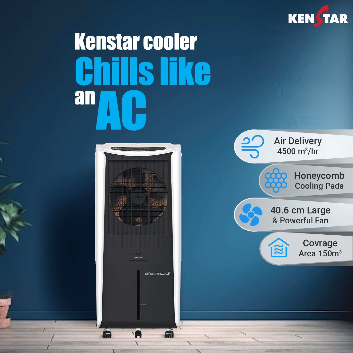 TALL BOY Honey Comb 105 Litre BLDC Desert Cooler – Kenstar Store