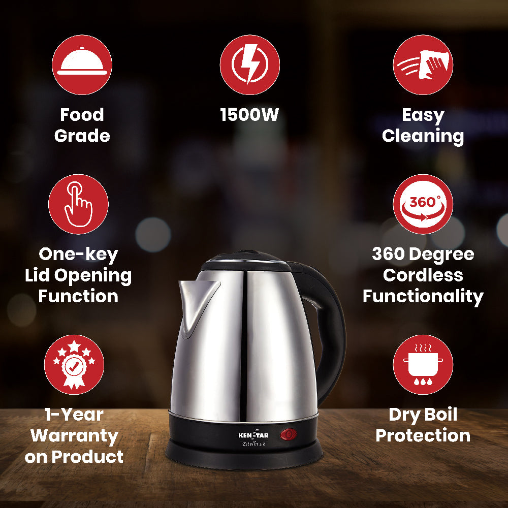 Estella 1500W Electric Kettle, Cordless Functionality